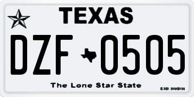 TX license plate DZF0505