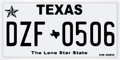 TX license plate DZF0506