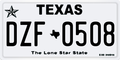 TX license plate DZF0508