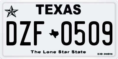 TX license plate DZF0509