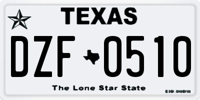 TX license plate DZF0510