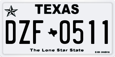 TX license plate DZF0511