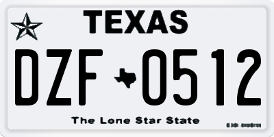 TX license plate DZF0512