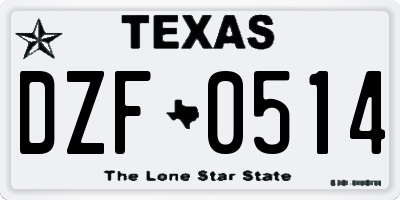 TX license plate DZF0514