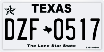 TX license plate DZF0517