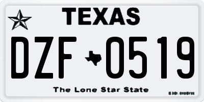 TX license plate DZF0519