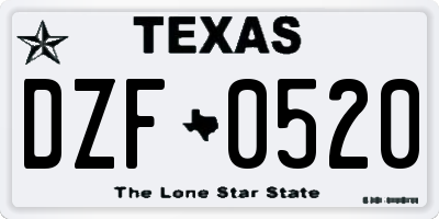 TX license plate DZF0520