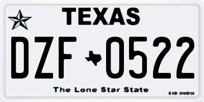TX license plate DZF0522