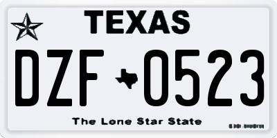 TX license plate DZF0523