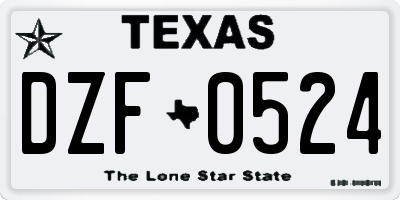TX license plate DZF0524