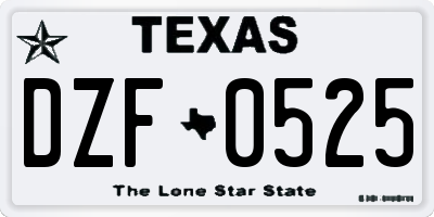 TX license plate DZF0525