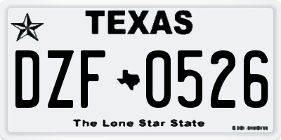 TX license plate DZF0526