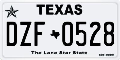 TX license plate DZF0528