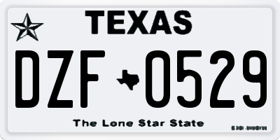 TX license plate DZF0529