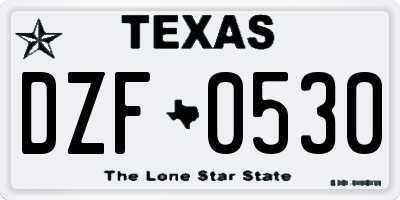 TX license plate DZF0530