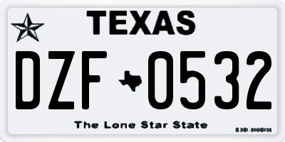 TX license plate DZF0532