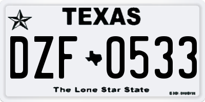 TX license plate DZF0533