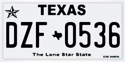 TX license plate DZF0536