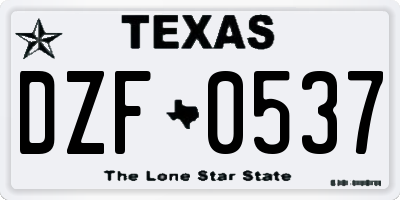TX license plate DZF0537