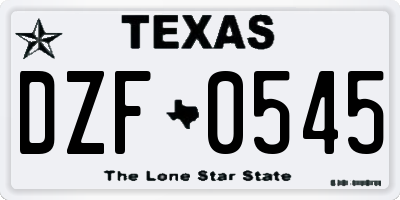 TX license plate DZF0545