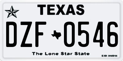 TX license plate DZF0546