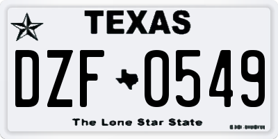 TX license plate DZF0549