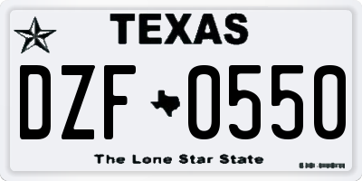 TX license plate DZF0550