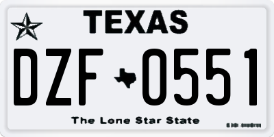 TX license plate DZF0551