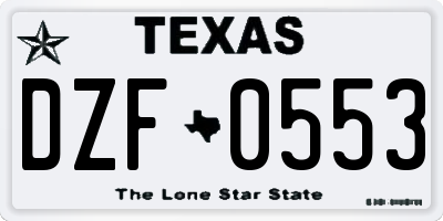 TX license plate DZF0553