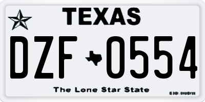 TX license plate DZF0554