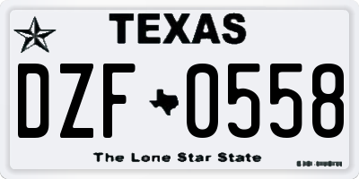 TX license plate DZF0558
