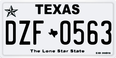 TX license plate DZF0563