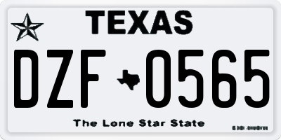 TX license plate DZF0565