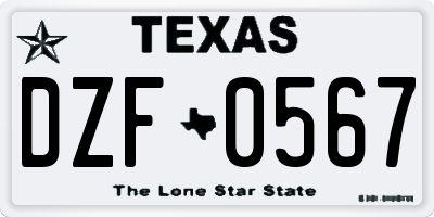 TX license plate DZF0567