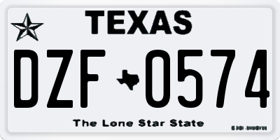 TX license plate DZF0574