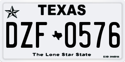 TX license plate DZF0576