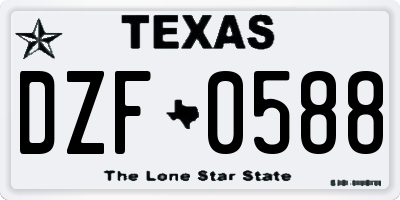 TX license plate DZF0588