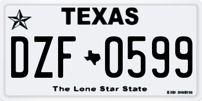 TX license plate DZF0599