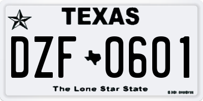 TX license plate DZF0601