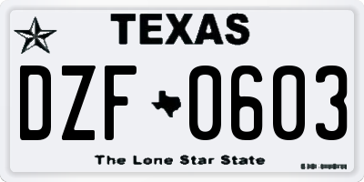TX license plate DZF0603