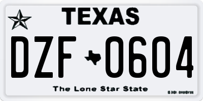 TX license plate DZF0604
