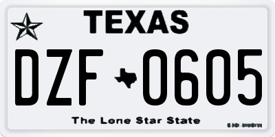 TX license plate DZF0605