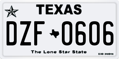TX license plate DZF0606