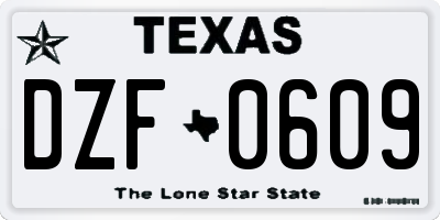 TX license plate DZF0609