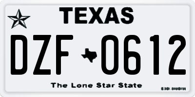 TX license plate DZF0612