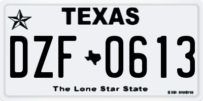 TX license plate DZF0613