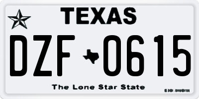 TX license plate DZF0615