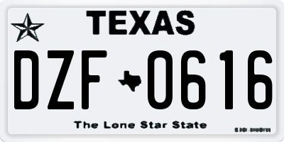 TX license plate DZF0616