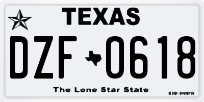 TX license plate DZF0618