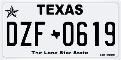 TX license plate DZF0619